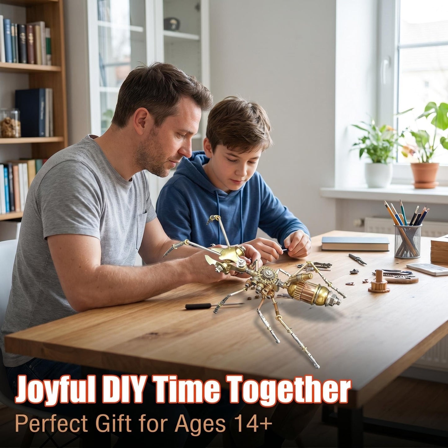 Steampunk Ant 3D Metal Puzzle Model Mechanical Kits 150+ Parts 2-3 Hours Build No Glue Assembly Cool Desk Decor Christmas & Birthday Gift for Adults