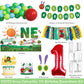 Homond Green Caterpillar 1st Birthday Decorations, Fruit Theme Decorations - Backdrop Number One Balloon Highchair Banner Box Crown, Very Cartoon