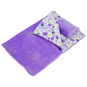 June Garden Cozy Dream Reversible Doll Sleeping Bag - 2-Piece Playset Doll Accessory with Pillow - Fits 18" American Girl Dolls - Gifts for Girls 2 3