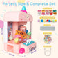 Claw Machine for Kids with 10 Plush Toys, 10 Surprise Eggs & 50 Stickers - Mini Arcade Claw Game with Silent Mode, LED Lights, USB or Battery Powered