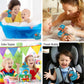 DolliBu Metallic Blue Duck Bath Buddy Squirter - Floating Blue Duck Rubber Bath Toy, Fun Water Squirting Bath Time Play for Toddlers, Animal Toy