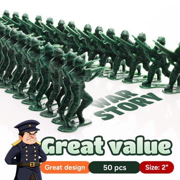 Entervending Army Men Action Figures - 50 Pcs Green Soldier Toy Playset - Boys 2' Military Toys
