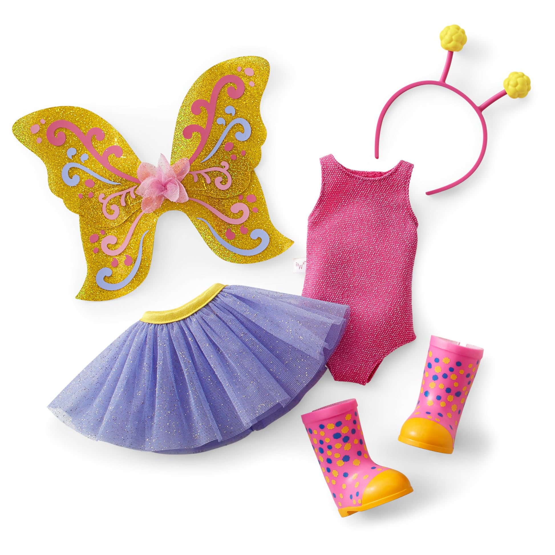 American Girl WellieWishers 14.5-inch Kendall Doll with Pink Leotard, Mesh Skirt, Headband, and Boots, For Ages 4+