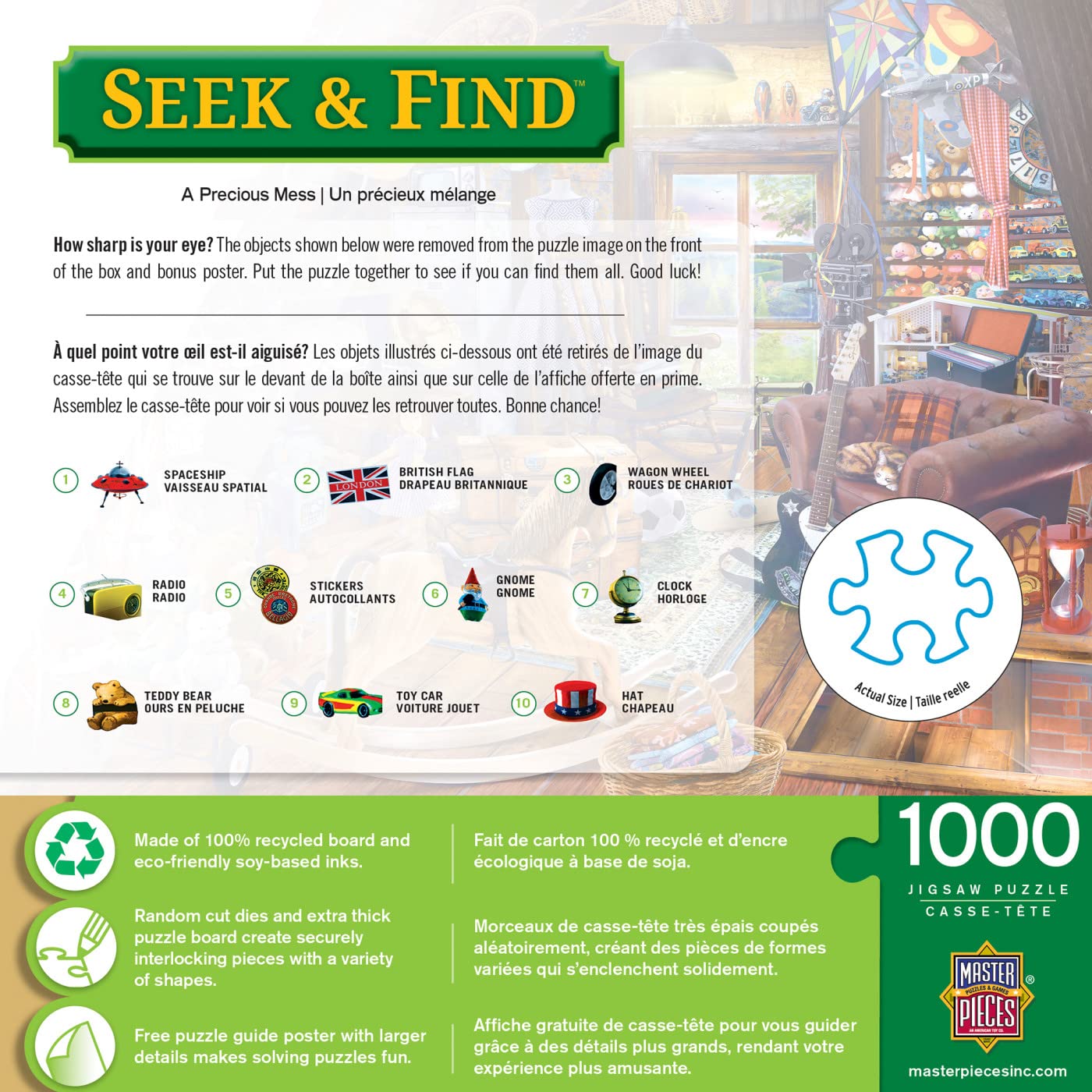 MasterPieces 1000 Piece Seek & Find Jigsaw Puzzle for Adults, Family, Or Youth - Precious Mess - 19.25"x26.75"