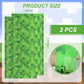 Green Pixel Miner Foil Fringe Curtains - 2 Pack 3.3x6.6ft Metallic Video Game Birthday Photo Booth Backdrop, Door Streamers for Gamer Party