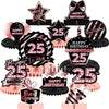 Happy 25th Birthday Rose Gold and Black Table Honeycomb Centerpieces Balloons Theme Decor Table Decorations Table Toppers for Girls Women Princess 25