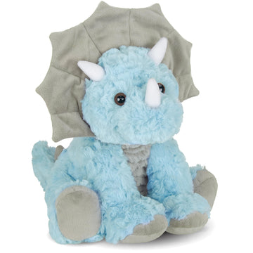 Bearington Lil' Tracer Dinosaur Baby Plush - 5" Soft Velour Blue and Grey Stuffed Animal with Rattle - Soft Dino Baby Toy Gift - Stuffed Animals