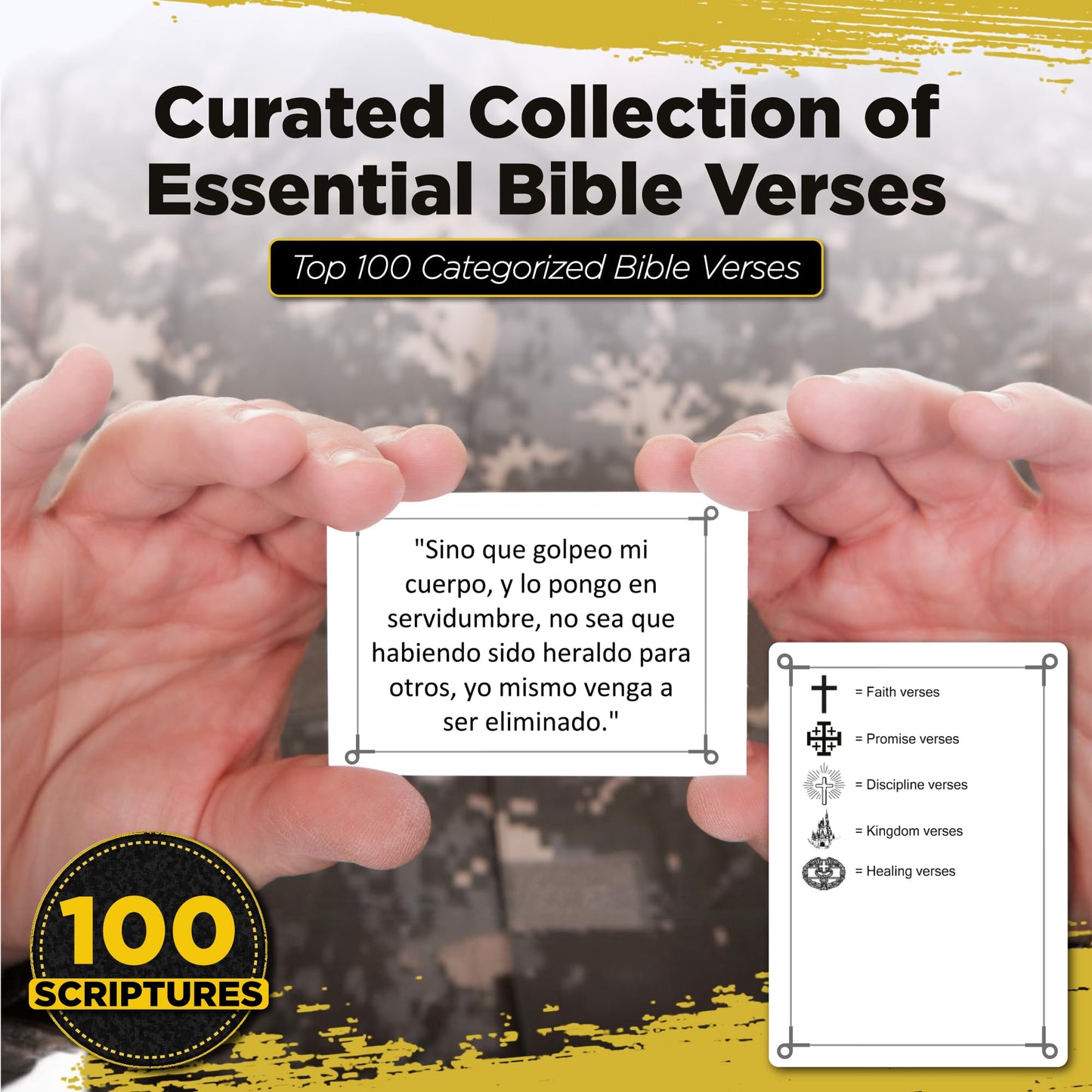 100 Spanish Bible Scripture Study: Estudio de las Escrituras | Estudiar Tarjetas de Flash | Reina Valera 1960 Edicion | 100 de las escrituras mas
