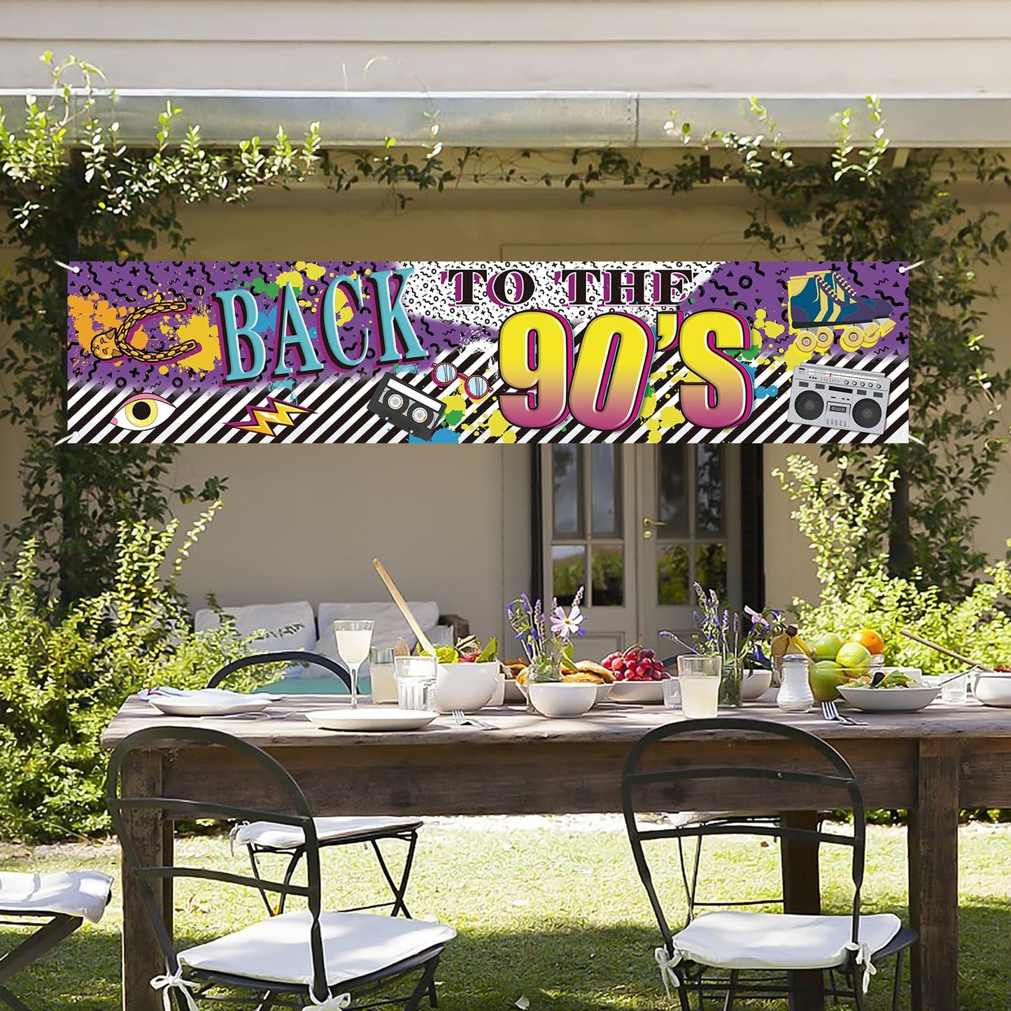 Back to 90s Theme Party Banner Sign Decorations