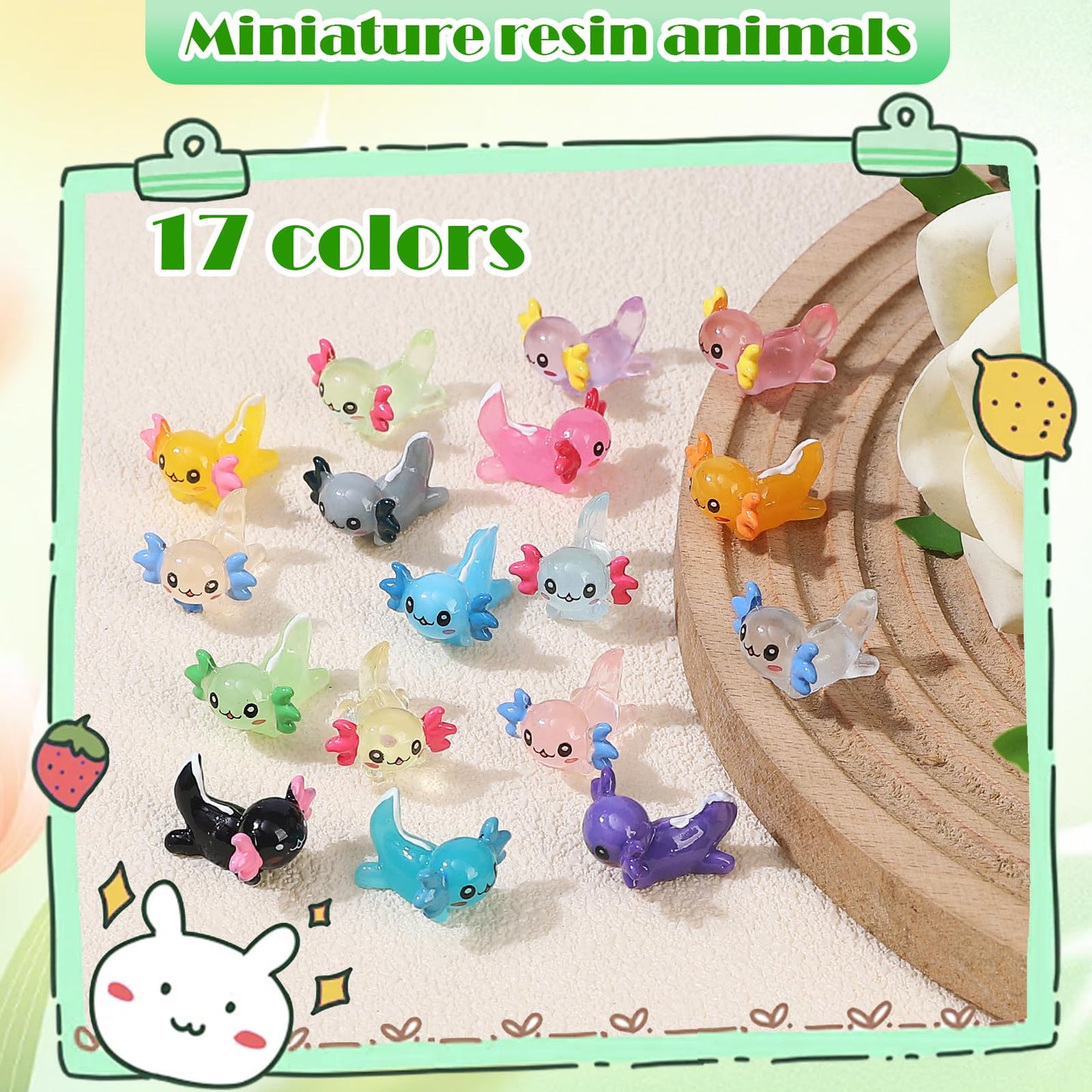 CozyWhimsy Luminous Mini Resin Axolotl 17 Glow Tiny Little Resin Axolotl hides Plastic Animals Digital Garden Miniature Landscape Aquarium Potting DIY