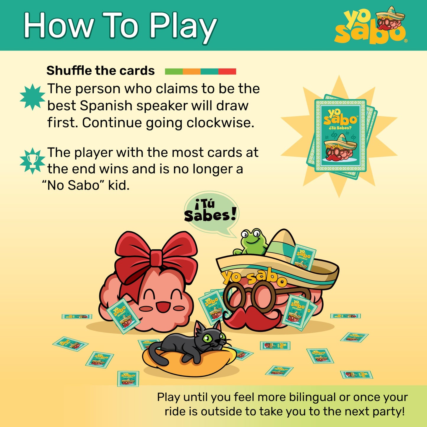 Yo Sabo: Edition 1 - The Original Bilingual Card Game - Learn Spanish with Cómo Se dice, Fun Trivia, & Challenge Cards - Family-Friendly - 160 Cards