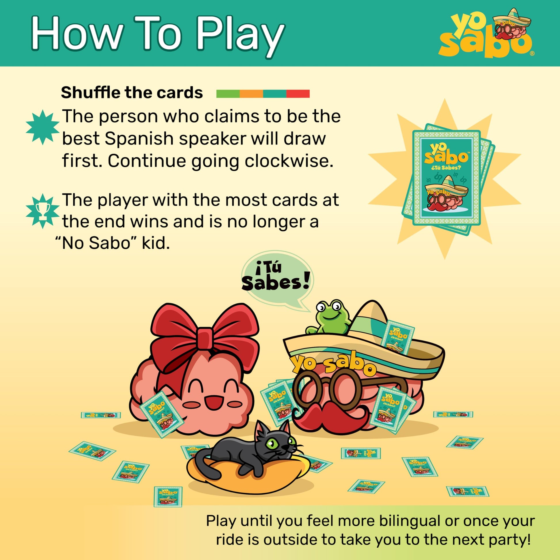 Yo Sabo: Edition 1 - The Original Bilingual Card Game - Learn Spanish with Cómo Se dice, Fun Trivia, & Challenge Cards - Family-Friendly - 160 Cards