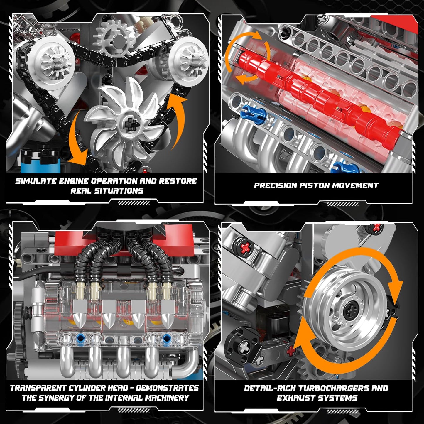 Mould King 10171 V8 Engine Model Kit, Mini V8 Engine Kits that Runs, Build Your Own Car Model Engine with Motor, Collectible Building Blocks