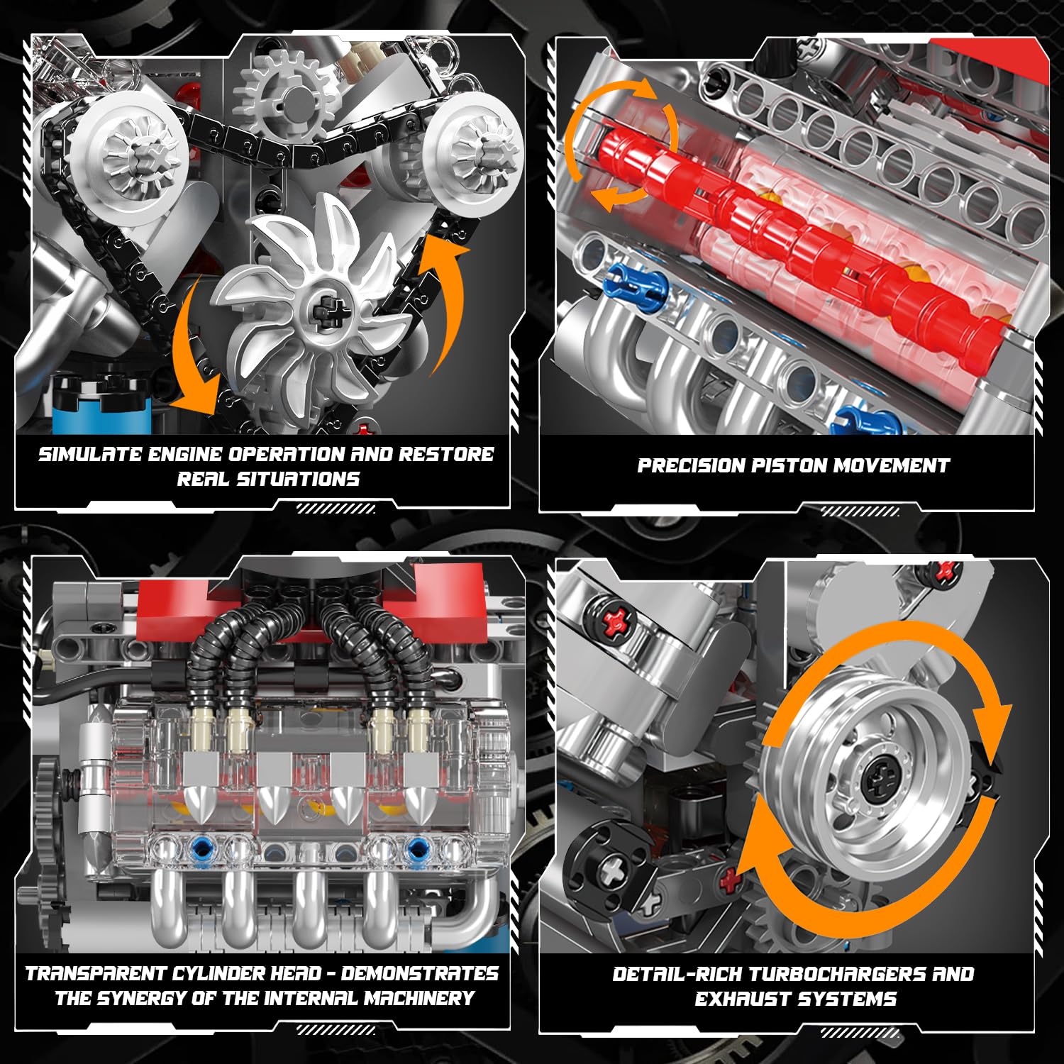 Mould King 10171 V8 Engine Model Kit, Mini V8 Engine Kits that Runs, Build Your Own Car Model Engine with Motor, Collectible Building Blocks