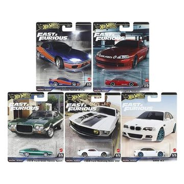 Hot Wheels 2024 Fast & Furious Premium Die?Cast 5?Pack (Mix 2, HNW46?956F) | Nissan Silvia S15, Toyota Soarer, Ford Gran Torino, Mustang Boss 302
