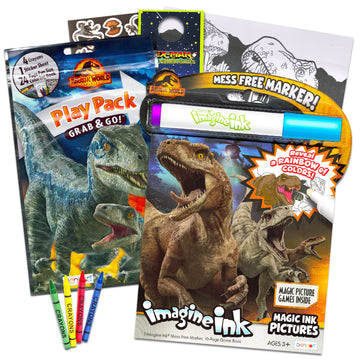 Bendon Jurassic World Coloring and Activity Books Set - Imagine Ink, 20 Pages, Stickers, Door Hanger - Gifts for Kids, Toddlers, Boys