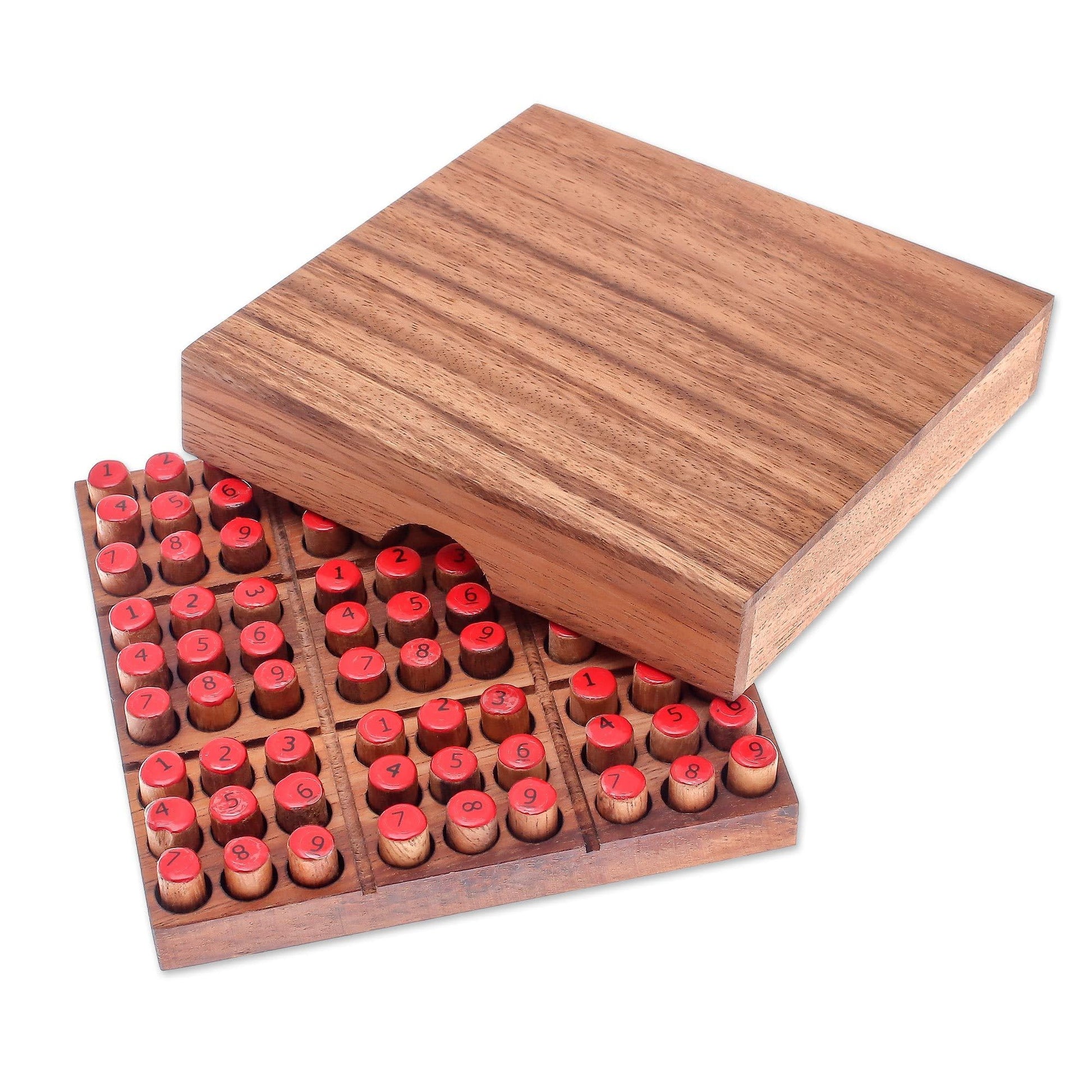 NOVICA Brown Orange Handmade Raintree Wood Sudoku Puzzle Game
