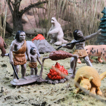 Safari Ltd. Prehistoric Life TOOB - 12 Figurines: Caveman, Cavewoman, Volcano, Mammoth, Doedicurus, Smilodon, Sloth, Dinosaurs - Educational Toy
