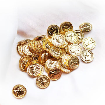 XRI XURUOYI Gold Coins 25 Pcs Miniature 1:6 Scale Metal Coin - St Patrick Leprechaun, Pirate Treasure, Dollhouse Coins (25 Gold Coins)