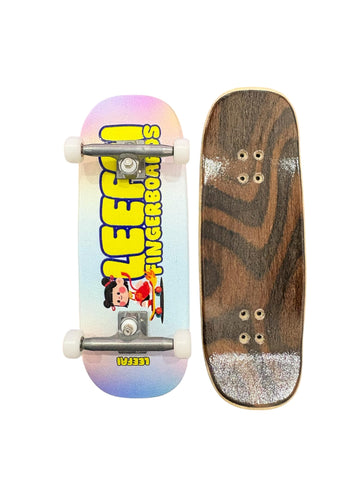 LEEFAI Pro Fingerboard Complete, Pre-Assembled Finger Skateboard Setup Canadian Maple Wood Deck Measure 34x96mm, Boxy Shape (Skate Girl)