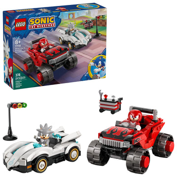LEGO Sonic the Hedgehog Silver’s Car vs. Knuckles’ Monster Truck Building Toy for Boys & Girls - Racing Playset W/Silver & Knuckles Minifigures