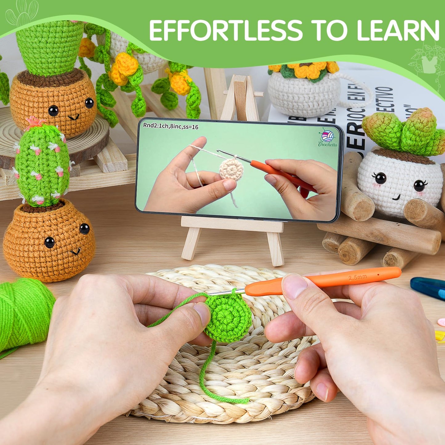Sewkitta Crochet Kit for Beginners, Crochet Starter Kit w Step-by-Step Video Tutorials, Beginner Crochet Kit for Adults Kids Women Men Complete Kit