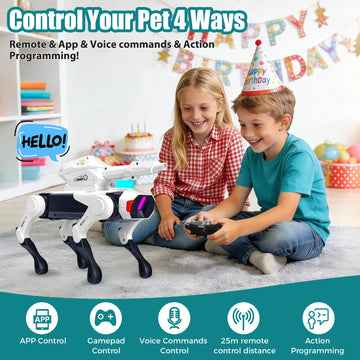 Robot Dog | Interactive Pet Smart Toy with Fun & Clear Voice, Tons of Cool Moves | App & Remote Control, Bionic Walking | Funny Gift for Kids Ages