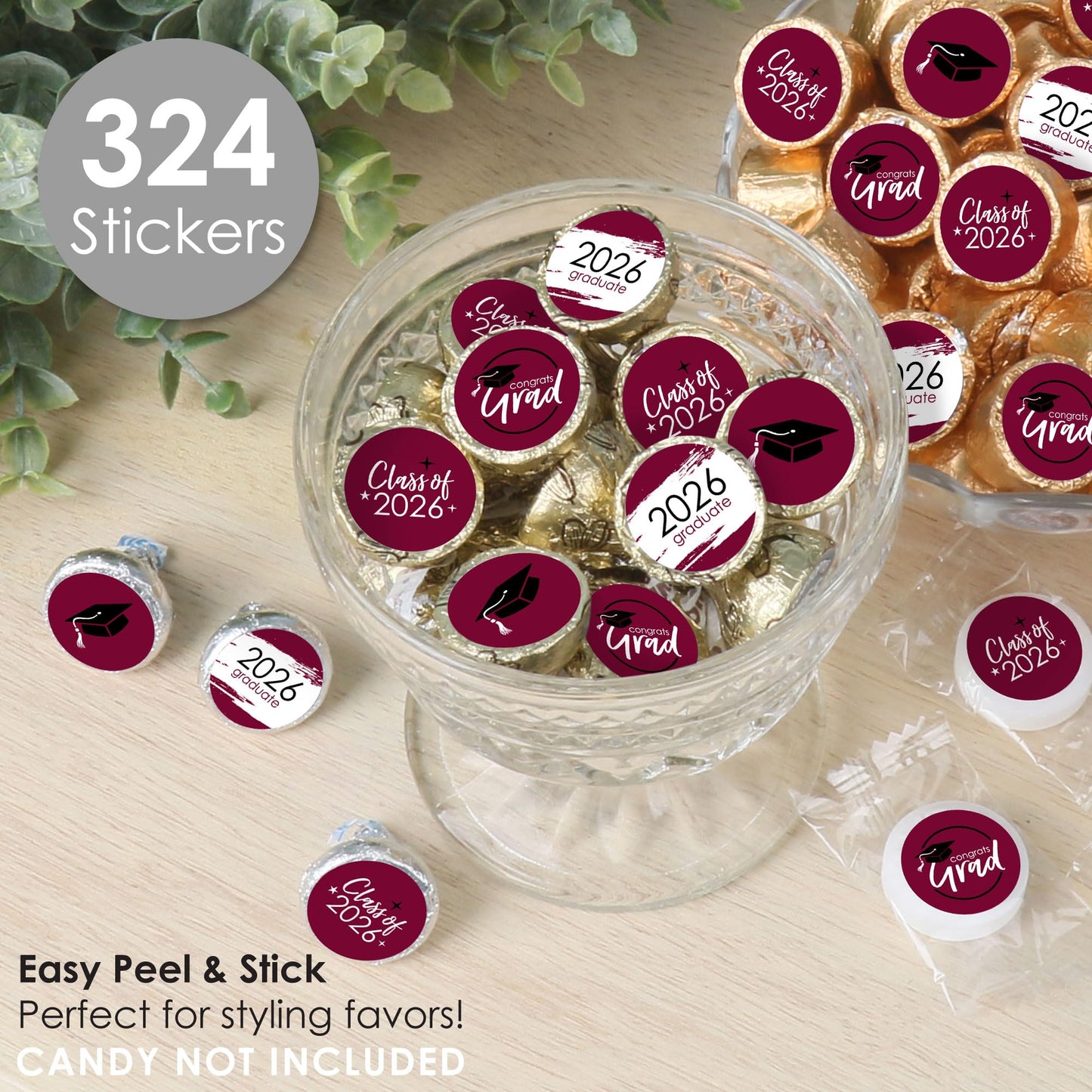 Big Dot of Happiness Maroon Grad - Best is Yet to Come - 2026 Burgundy Graduation Party Small Round Candy Stickers - Party Favor Labels - 324 Count