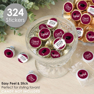 Big Dot of Happiness Maroon Grad - Best is Yet to Come - 2026 Burgundy Graduation Party Small Round Candy Stickers - Party Favor Labels - 324 Count