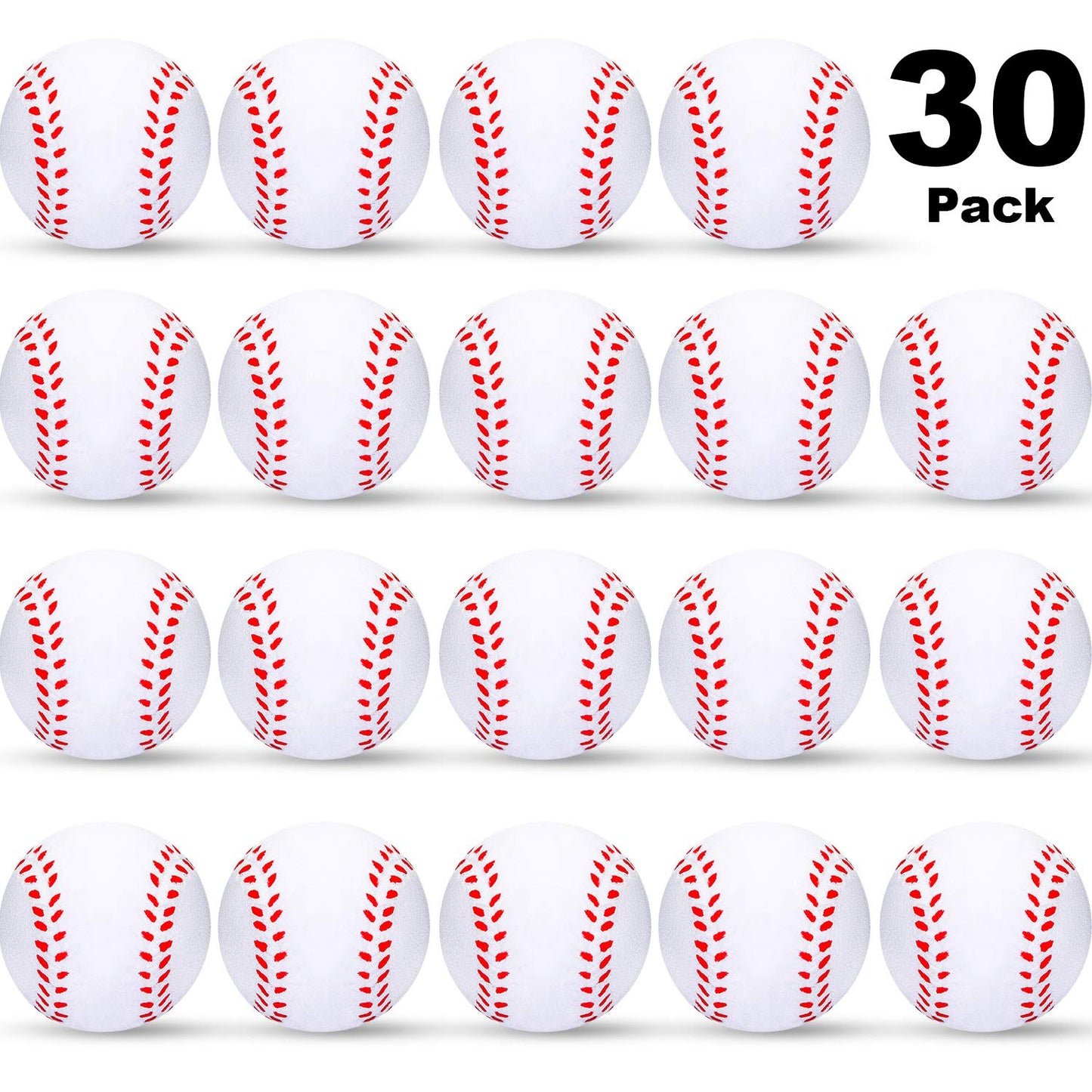 Blulu 30 Packs Baseball Stress Balls Party Favors Foam Mini Baseball Squeeze Balls for Kids, School Carnival Reward and Party Supplies(1.57