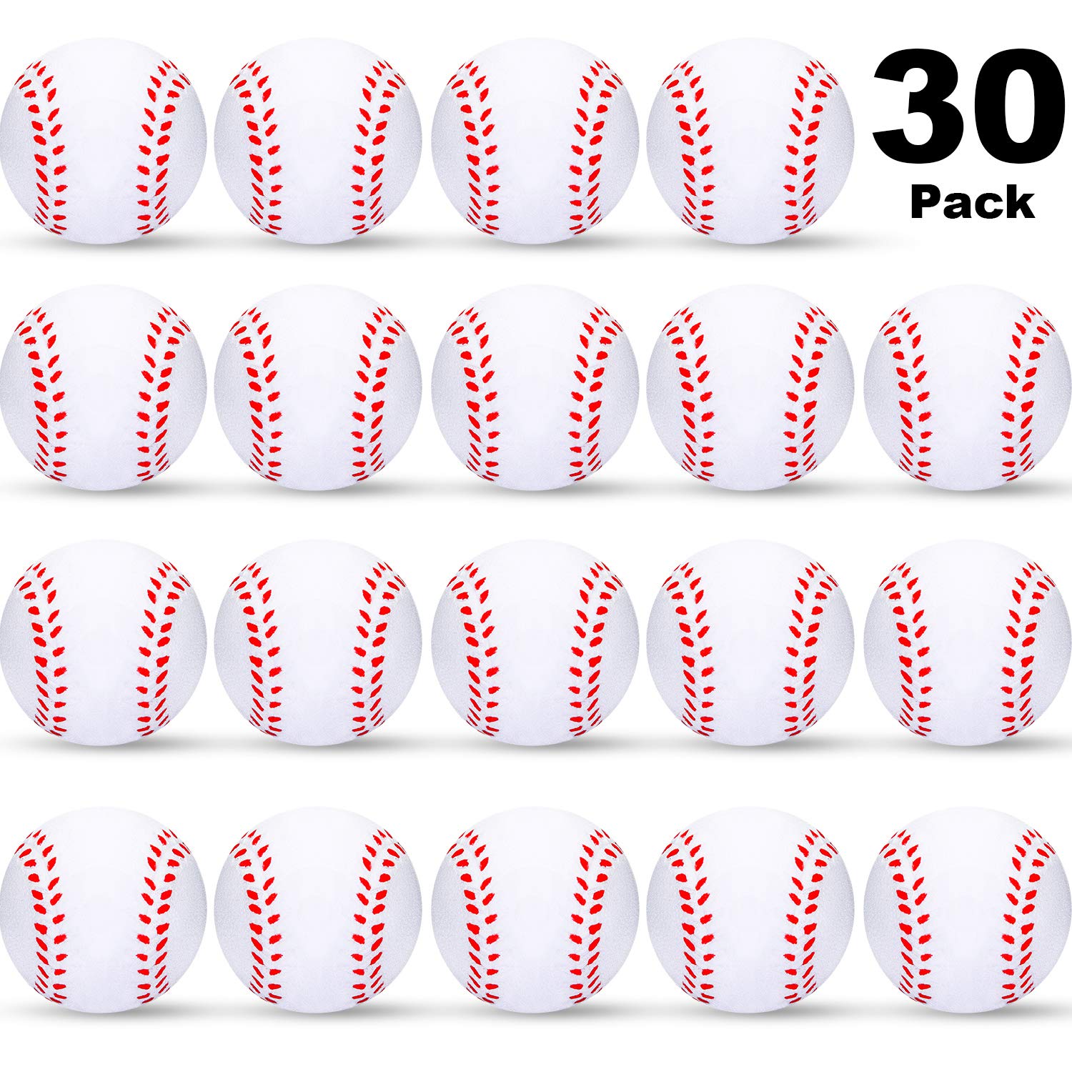 Blulu 30 Packs Baseball Stress Balls Party Favors Foam Mini Baseball Squeeze Balls for Kids, School Carnival Reward and Party Supplies(1.57