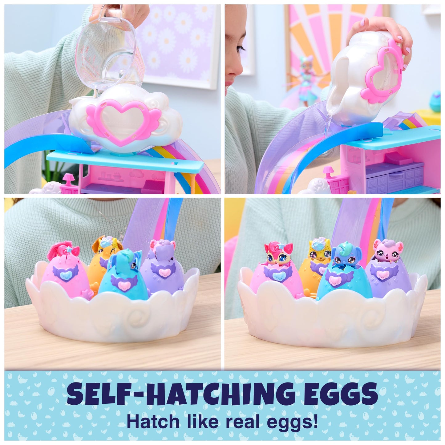 Hatchimals Alive Hatchi-Nursery Playset, 4 Water Reveal Eggs, Ages 3+