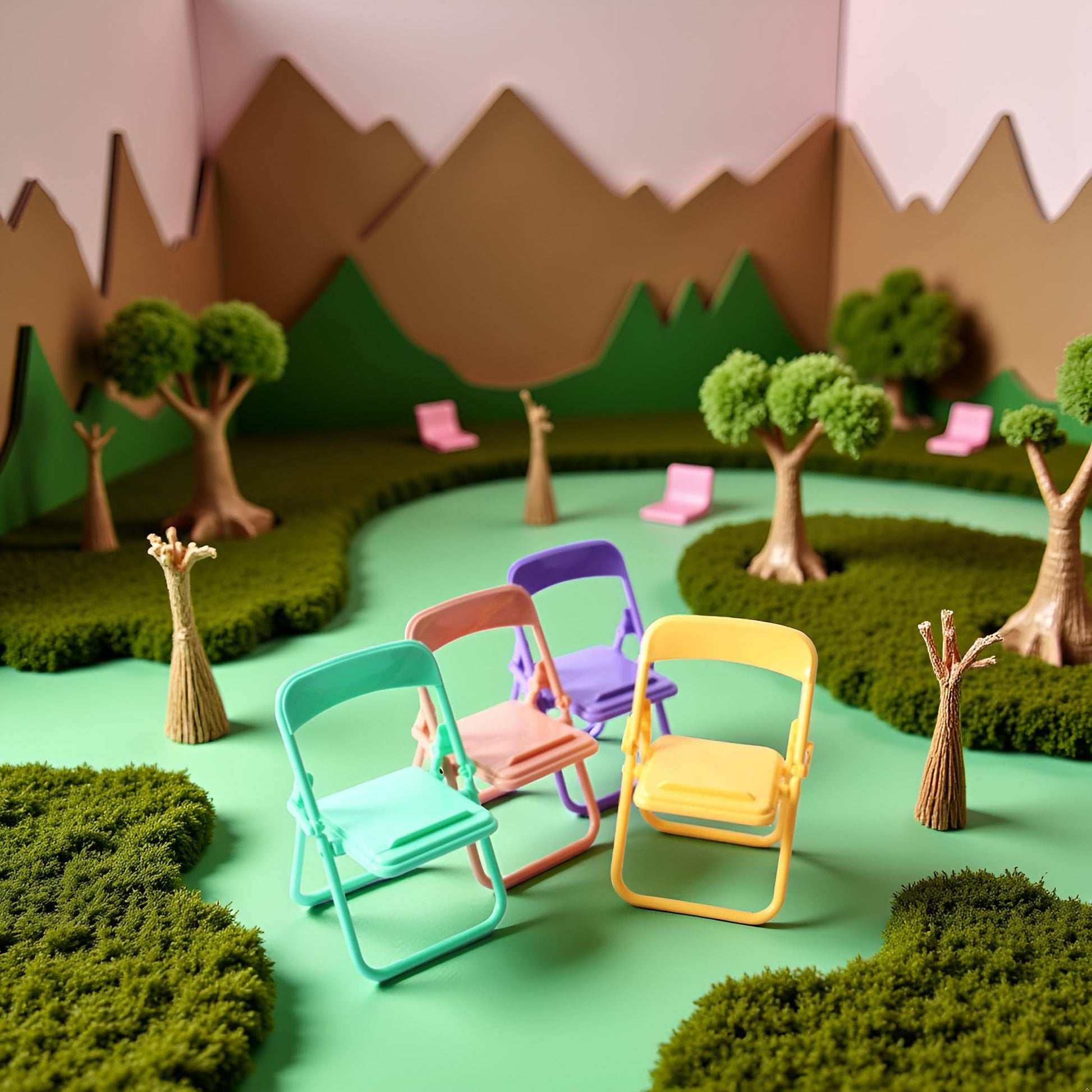 5Pcs Colourful Simulation Mini Folding Back Small Chair Model,Miniature Scene Accessories,Miniature Plastic Furniture Accessories Scene Props
