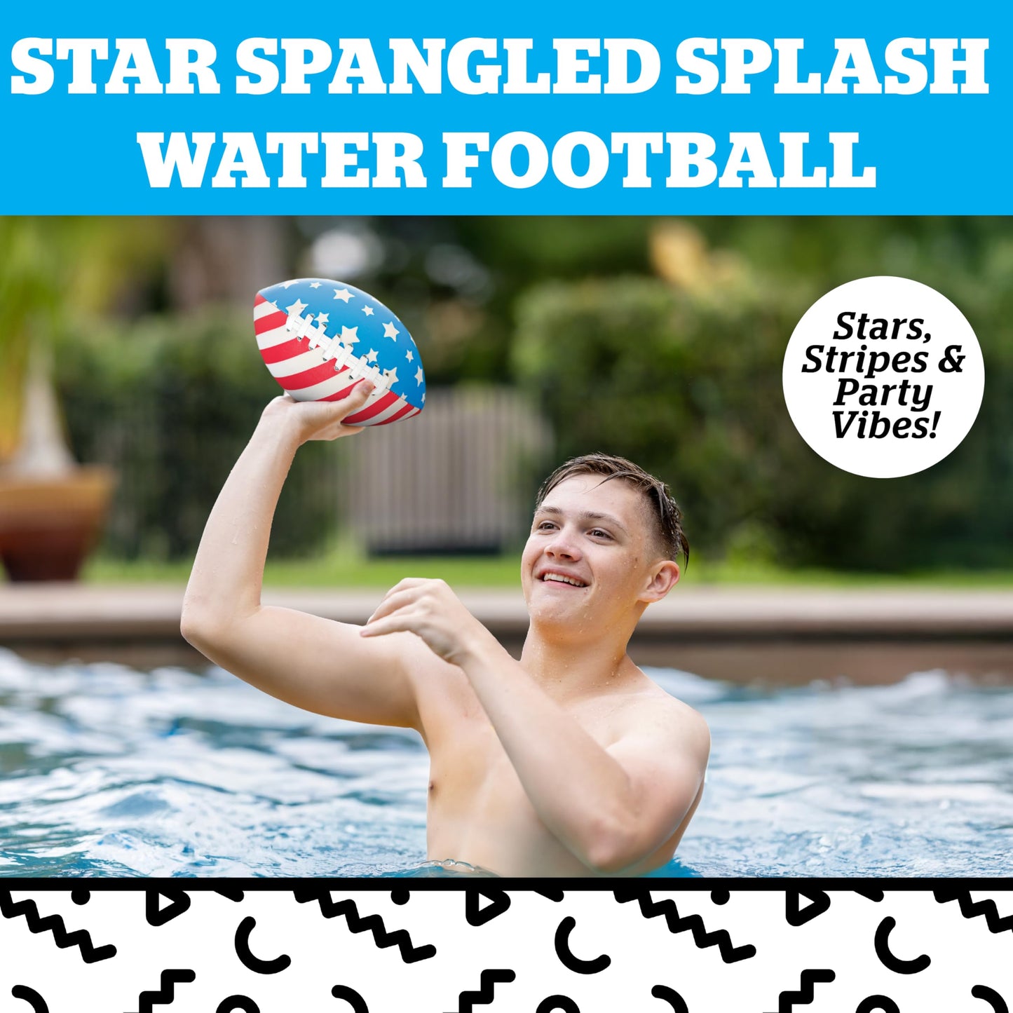 Star Spangled Splash Inflatable Water Football, Patriotic Red White Blue