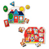 Melissa & Doug Wooden Jumbo Knob Puzzle 2-Pack for Baby and Toddler Boys and Girls - Large Farm, First Shapes