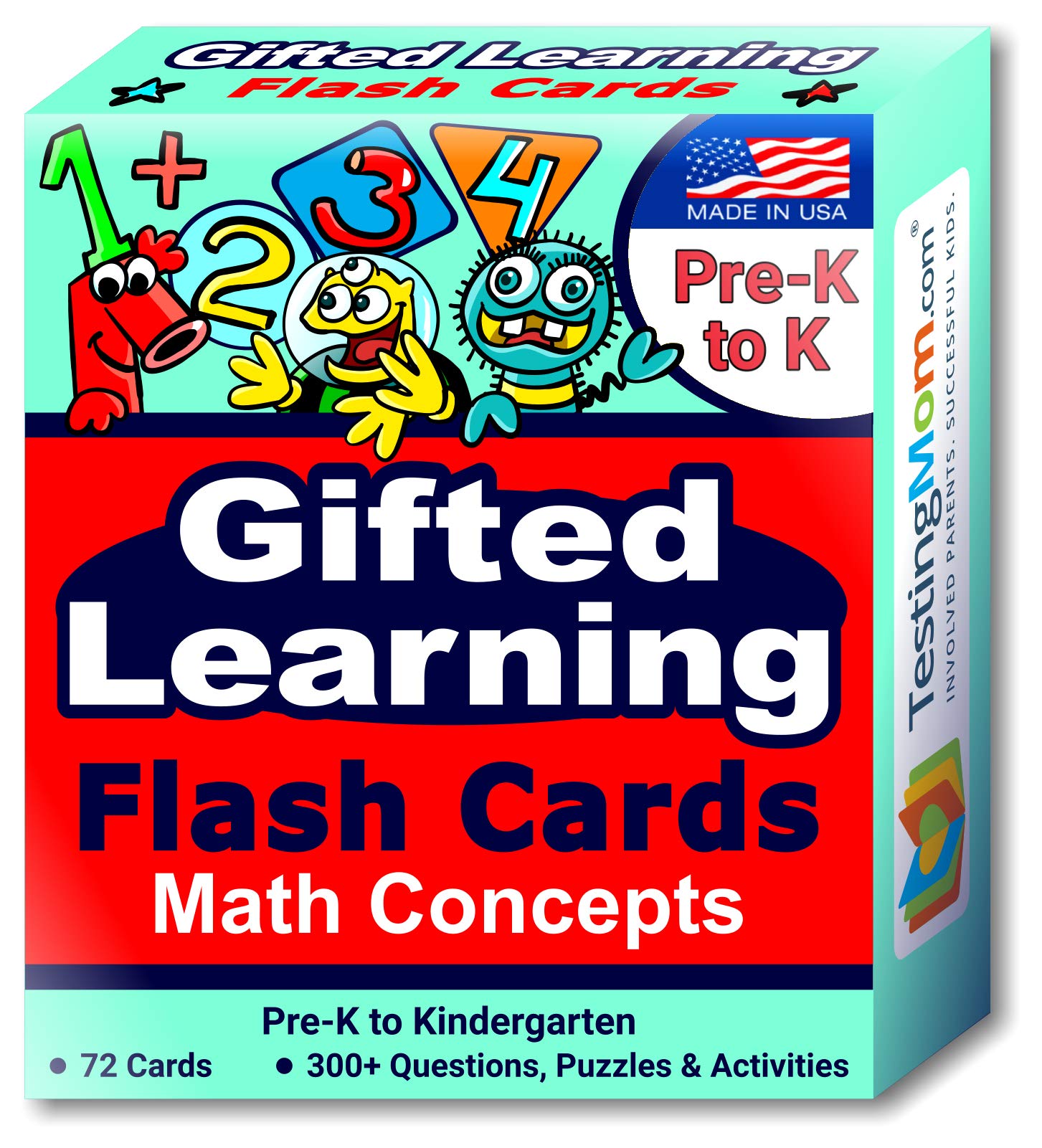 TestingMom.com Gifted Learning Flash Cards Math Concepts for Pre-K to Kindergarten Addition, Subtraction, Counting, & More for CogAT, Iowa Test, NNAT