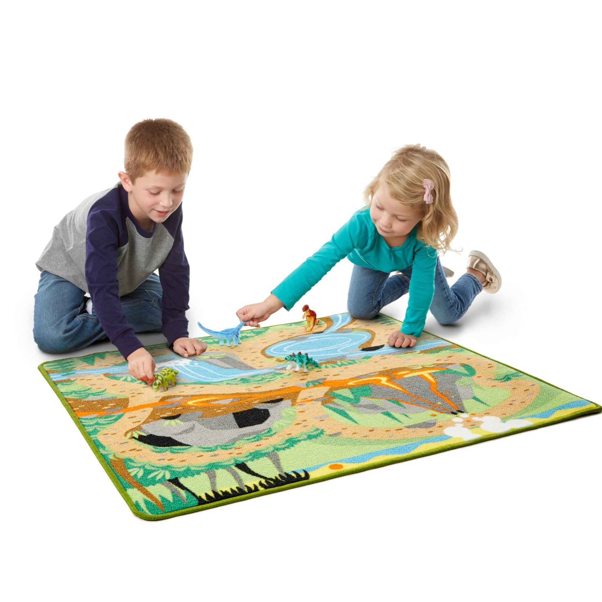 Melissa & Doug Prehistoric Playground Dinosaur Activity Rug (39 x 36 inches) - 4 Toy Animals