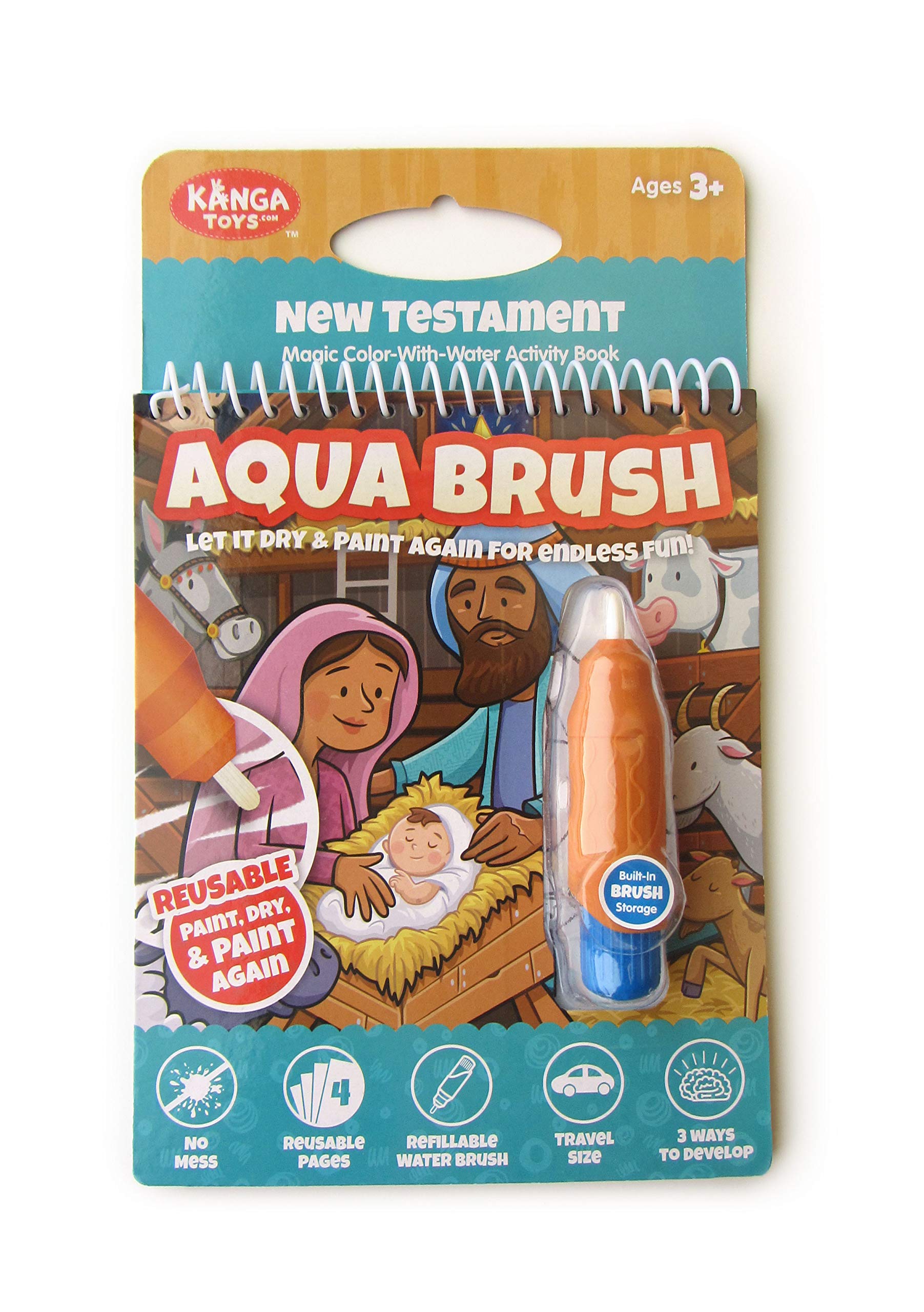 KangaToys Water Reveal Coloring Scripture Book for Kids Ages 3+. New Testament Bible Stories: Preschool, Elementary, Primary, Christian, Religion