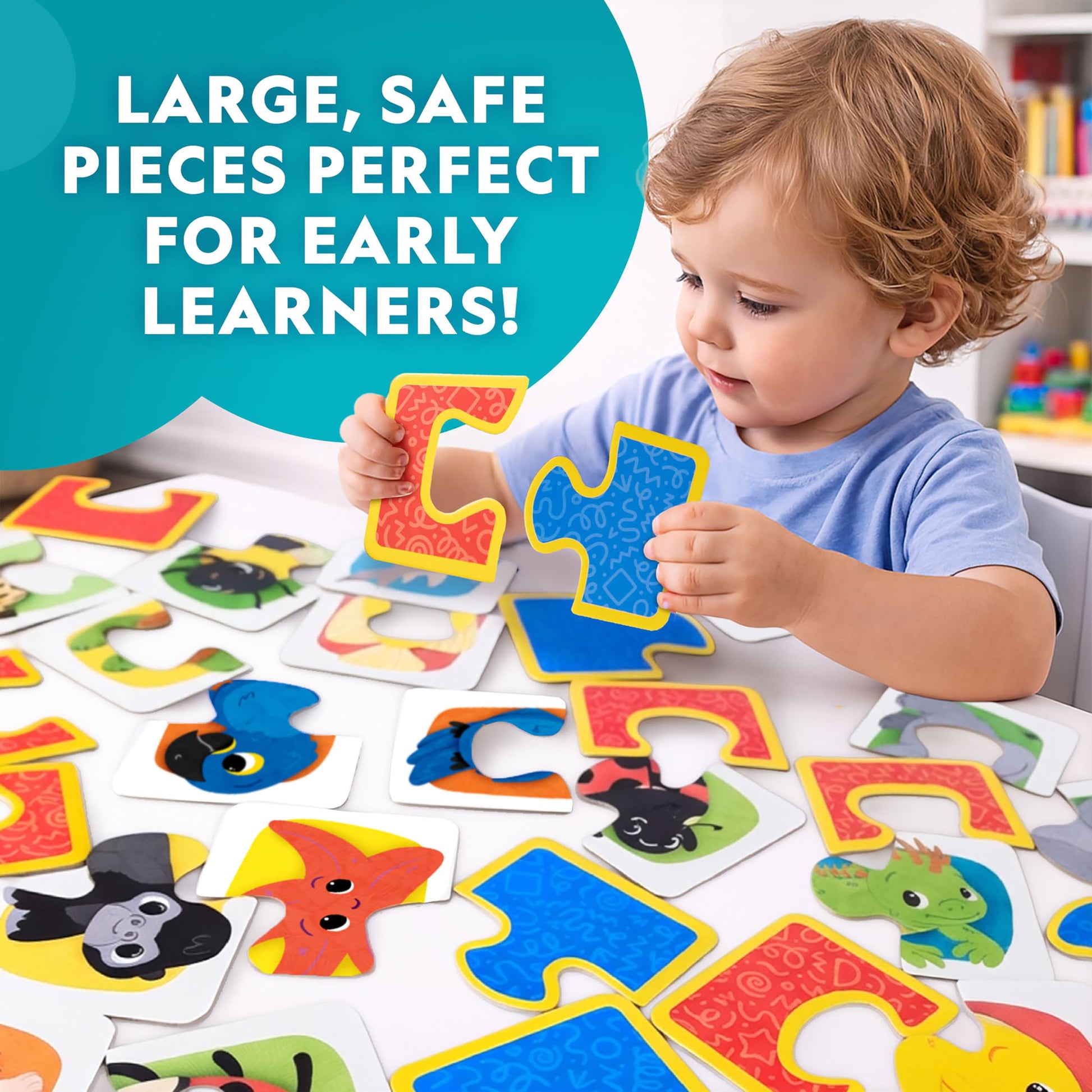 National Geographic Kids Animal Puzzle Games - 50 Matching Puzzle Cards for Toddlers, 4 Educational Toddler Matching Games, Portable Early Learning