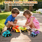 Dinosaur Push Cars for Toddlers 1-3 - 4 Pack Press & Go Dino Vehicles with T-Rex, Triceratops, Raptor & Brachiosaurus, Friction Powered Baby Car Toys
