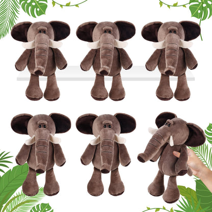 6 Pcs Safari Stuffed Animals Bulk Lion Elephant Monkey Tiger Toy Plush Zoo Animals Junble for Boy Girl Gift Animal Themed Parties Baby Shower