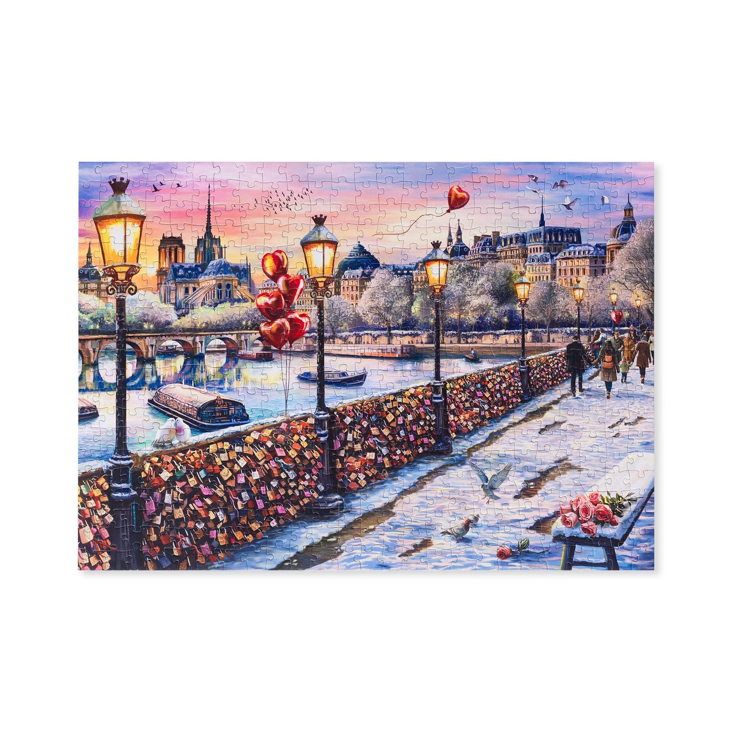 MOSAIC PUZZLES Lovers' Bridge, Paris - Christmas Puzzles for Adults - Premium Jigsaw Puzzles, 500 Pieces