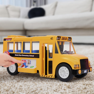 Maxx Action Mega School Bus Toy with Joystick Controls, Real Working Microphone, Lights and Sounds, Sliding Roof, Friction Powered