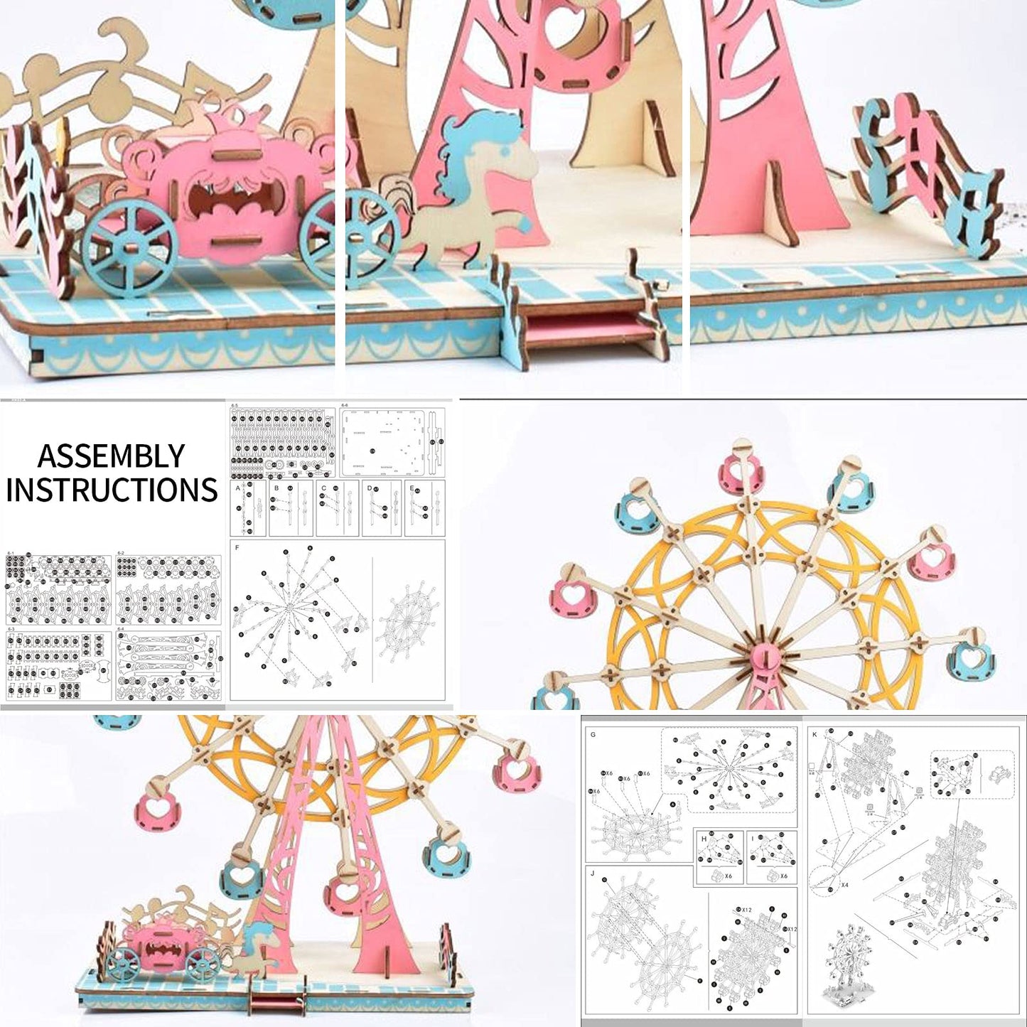 Wooden Ferris Wheel 3D Wooden Puzzle Wooden Building Kit for Birthday Present