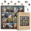 Cat Wooden Puzzles for Adults 180 Pieces, Stained Glass Puzzle,Colorful Kitty Kitten Collage, Hard Difficult Impossible Challenging Jigsaw Puzzles