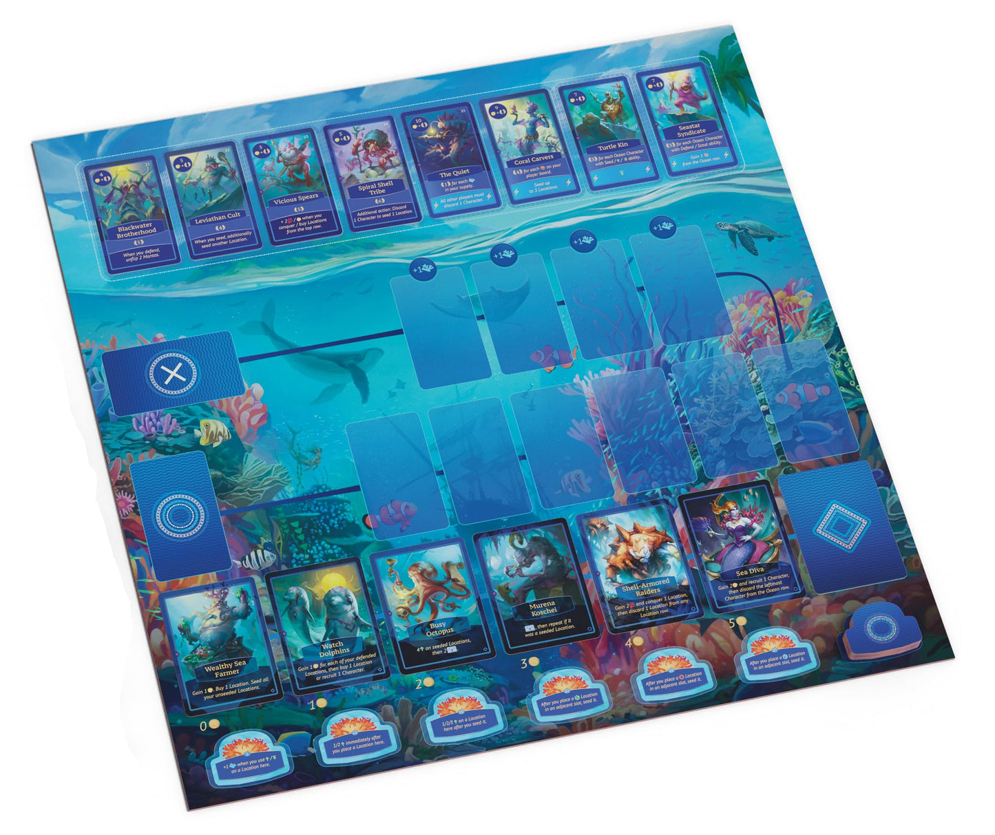 Arcane Wonders Aquatica Coral Reef Expansion Board Card Game - New Underwater Creatures Encounters - 1 to 5 Players Ages 14+ 60 Minutes - Enhance Your
