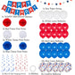 Blue White and Red Birthday Decorations, Patriotic Party Supplies Kit for Men Women Boys Grils, Happy Birthday Banner Paper Pompoms Red Blue Confetti