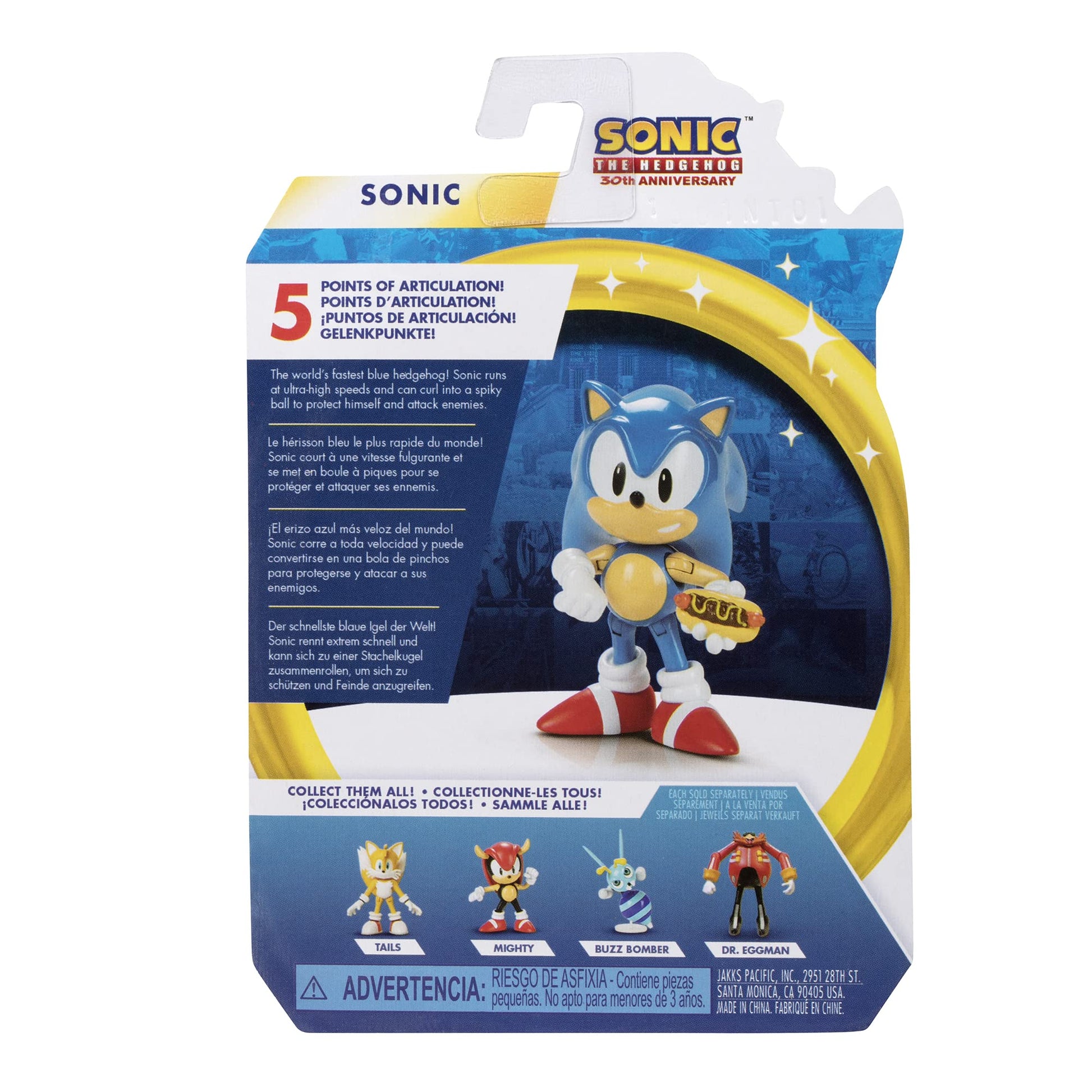 JAKKS Pacific Sonic The Hedgehog 2.5-Inch Action Figure Classic Sonic with Hot Dog Collectible Toy