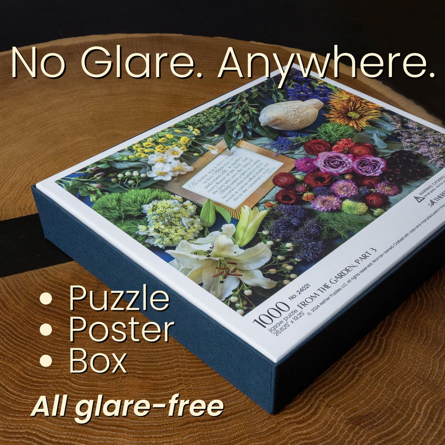 Aether Puzzles - from the Garden, Part 3 Flower Puzzle, Premium 1000 Piece Jigsaw Puzzle for Adults, Glare-Free, Soft-Touch Puzzles, Made in USA