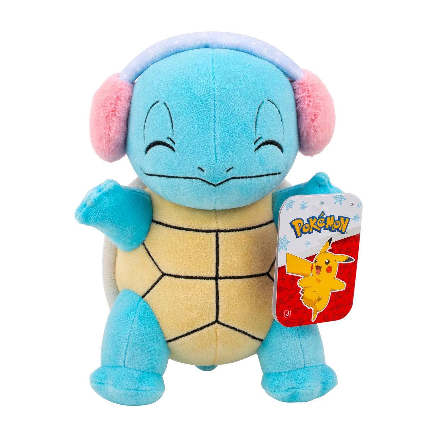 Pokemon Squirtle Plush with Pink Ear Muffs - 8-Inch Holiday Squirtle Plush with Unique Accessory